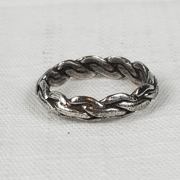 Bell Trading Post 925 Sterling Silver Woven Rope Band Sz 15mm US 7.5 - Picture 3 of 11